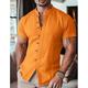 Homme Chemise Chemise Lin Chemise Col Cubain Chemisette Chemise d'été Chemise de plage Chemise hawaïenne Blanche Bleu Orange Manche Courte Couleur unie Col Mao Printemps été Plein Air du quotidien