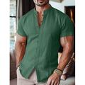 Homme Chemise Chemise Lin Chemise Col Cubain Chemisette Chemise d'été Chemise de plage Chemise hawaïenne Blanche Bleu Orange Manche Courte Couleur unie Col Mao Printemps été Plein Air du quotidien