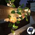 tournesol solaire rose led guirlandes de fées feuille guirlande de rotin lumières extérieures étanche 2.5m 30leds lumières blanches chaudes fête de mariage de noël vacances jardin patio maison