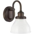 Capital Lighting 8301BB-128 Baxter Milk Glass Wall Sconce 1-Light 100 Watt 10 H x 7 W Burnished Bronze