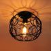 Vintage Industrial Ceiling Light Metal Cage 25cm Pendant Lights Chandeliers Geometric Shade Design Light Fixture E27 Ceiling Lamp (black Circle)