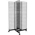 5 x 2 Grid Panel Tower 4-Way Floorstanding Grid Wall with Rolling Base Black