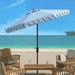 SAFAVIEH Elegant 9 Market Auto Tilt Patio Umbrella Baby Blue/White