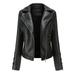 Tops For Women 2023 Women S Slim Leather Stand Collar Zip Motorcycle Suit Belt Coat Jacket Tops Black M