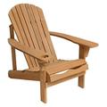 LuxenHome Folding Adirondack Chair Lounge Chairs for Outside Adirondack Chairs with Cup Holder Oversized Chair Outdoor Lounge Chairs Fir Wood Lawn Chairs for Patio Poolside Garden