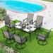 7-Piece Patio Dining Set Outdoor Furniture 6 Sling Dining Swivel Chairs and Steel Frame Slat Larger Rectangular Table with 1.57 Umbrella Hole for Poolside Porch Backyard