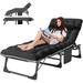 Heavy Duty Tanning Chair Outdoor 5-Position Folding Chaise Lounge Chair with Pad Portable Beach Lounge Chair for Outdoor Sunbathing Patio Pool Lawn Deck Poolside