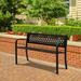 Outdoor Bench 47 Metal Garden Bench Patio Park Furniture with Plastic Backrest Powder-Coated Chair Yard Entryway Deck Porch Black