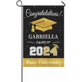 Personalized Graduation Garden Flag with Name & School Name Congratulations Class of 2024 Gold Sparkle Navy Blue Custom Photo Outdoor Graduation Decorations Class of 2024