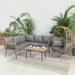 Dextrus Patio Conversation Sets Outdoor Furniture Sofa Set - Club Lounge Chairs Egg Chair L-Shaped Patio Sofa and Wicker Table & Cushions - Gray