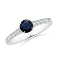 Angara Natural 0.6 Ct. Blue Sapphire with Diamond Vintage Inspired Ring in 14K White & Rose Gold for Women (Ring Size: 9)