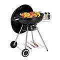 28 inch Charcoal Grill Portable BBQ Grill with Wheels Storage Holder Porcelain-Enameled Lid Ash Catcher & Thermometer Round Barbecue Grill for Outdoor Backyard Camping