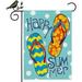 Happy Summer Garden Flag 12.5 x 18 Inch Flip Flops Welcome Double Sided Decorative Flag for Outside Yard Lawn Outdoor Decoration GB040-12