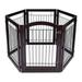 Indoor Dog Pet Gate With Door - 6 Panel - 30 Inch Tall - Enclosure Kennel Pet Puppy Safety Fence Pen Playpen - Durable Wooden And Wire - Folding Z Shape Standing (Espresso)