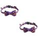 Pumpkin Ghost Cat Collar Traction Rope Halloween Bow Bell Choker Costume Necklace Tie Cloth Purple 2 Pc