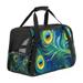 Peacock Feathers Premium Fabric Pet Carrier Bag - 900D Oxford Cloth Sherpa Base Nylon Webbing - 17x10x11.8 inches - Ideal for Travel and Transport - Comfortable and Stylish Design