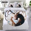 2/3pcs Cartoon Skull Bedding Set Flower Skull Couple Wedding Duvet Cover Pillowcase Single/Double//King Duvet Cover Set