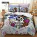 2/3pcs Cartoon Skull Bedding Set Flower Skull Couple Wedding Duvet Cover Pillowcase Single/Double//King Duvet Cover Set