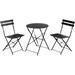 Premium Steel Patio Bistro Set Folding Outdoor Patio Furniture Sets 3 Piece Patio Set of Foldable Patio Table and Chairs Black
