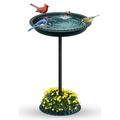 GESAIL Bird Baths for YPF5 Outdoors Lightweight Plastic Planter Pedestal Bird Bath with Metal Stake Decoration Bird Bath Planter for Lawn Patio Yard Garden Spotted Green