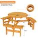 SalonMore Woode Picnic Table Set Round Table with 3 Benches for Outdoor and Indoor Patio Table Set for Park Porch Garden