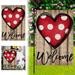 UIX Valentine s Day Garden Flags Wood Grain Red Love Love White Polka Dots Welcome 12x18 Inches Reversible Garden Flags for Outdoor Garden Holiday Yard Decoration