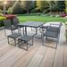 9 Pieces Patio Dining Set All-Weather Wicker Outdoor Patio Furniture Set Patio Garden Conversation Set with 6 Chairs and Tempered Glass Table Dining Table Set for Patio Backyard Outdoor Kitchen