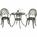 Spaco 3 Piece Outdoor Bistro Set with Attached Removable Ice Bucket Bistro Table and Chairs Set Weather Resistant Patio Metal Bistro Sets Patio Table Set for Balcony Backyard