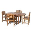 All Things cedar TE70-20-W Teak Oval Extension Patio Table & Dining chair Set with cushions White