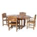 All Things cedar TE70-20-W Teak Oval Extension Patio Table & Dining chair Set with cushions White