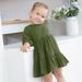 ZMHEGW Toddler Girls Dresses Kids Baby Linen Long Sleeve Solid Color Casual Dress