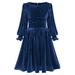 Esaierr Girls Long Sleeve Velvet Dress Crewneck Midi Fall Winter Striped Dress Long Sleeve Velvet Party Gown Princess Dress for Kids Toddler 2-13Y