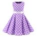 Tengma Toddler Girls Dresses Big Kids Round Neck Sleeveless Dress Wide Hem Large Dresses Party Wedding Prom Dresses Princess Dresses Purple 130