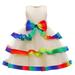 ZMHEGW Toddler Girls Dresses Child Sleeveless Ruffles Bowknot Pageant Birthday Party Kids Rainbow Gown Princess Dress