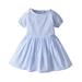 ZMHEGW Toddler Girls Dresses Kids Baby Spring Summer Solid Cotton Short Sleeve Princess Clothes Dress