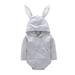 Baby Girl Outfits Ear Romper Easter Rabbit 3D Bunny Bodysuit With Pocket Clothes Set Baby Girls Clothing Grey 0 Months-3 Months