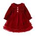 ZMHEGW Toddler Girls Dresses Long Sleeve Solid Color Tulle Sequin Ruffles Velvet Dance Party Clothes Dress