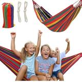 Cotton Double Hammock - (Max 450lb) 5ft Wide - Two Person Hammock Portable with Ropes for Backyard Outdoor Garden Camping Tree Patio by 4E s Novelty