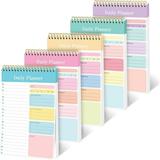 5 Pack To Do List Notepad Daily Planner Notebook 5.2 x 7.9 to Do Planner 30 Sheets Academic Color for Work Fitness Journal Workout Planner Notepad Office and School Macaron-5pcs