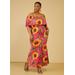 Plus Size Off The Shoulder Sunflower Dress