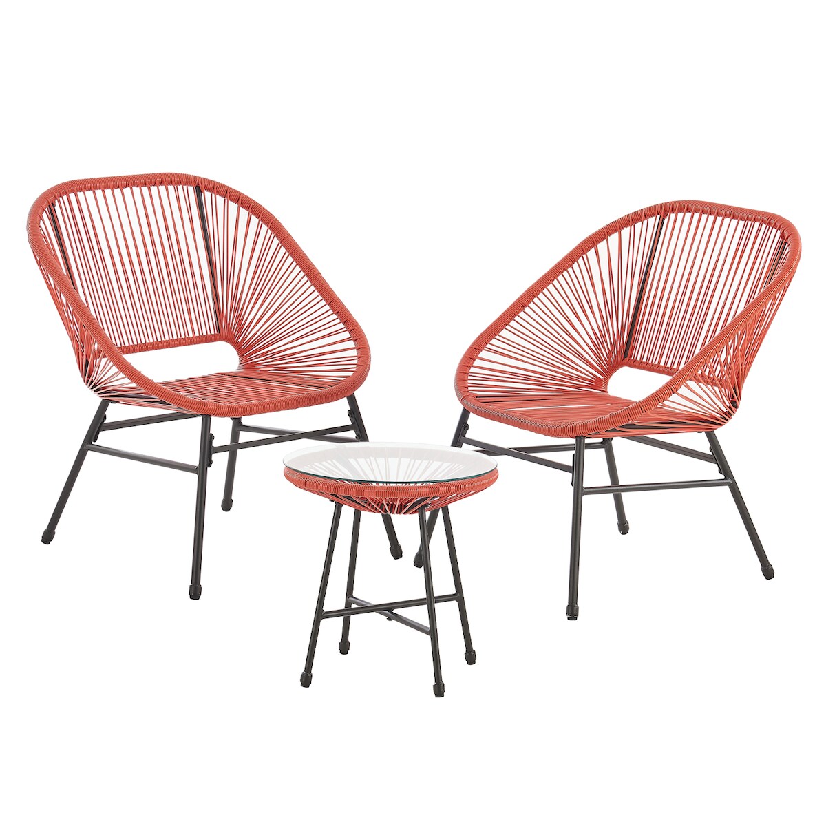 SVITA TULUM Balkon-Möbel 3-tlg. Garten-Möbel Set Balkonstühle mit Tisch Terracotta Orange Image