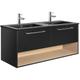 Meuble double vasque noir 120cm + vasque nika - Noir