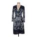 BCBGMAXAZRIA Casual Dress - Wrap: Blue Paisley Dresses - Women's Size Medium