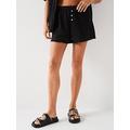 V by Very Frayed Hem Beach Shorts - Black, Black, Size 12, Women
