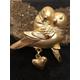 Vintage Signed Ajc ~Love Birds~ Brooch Gold Tone Pin