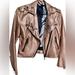 Disney Jackets & Coats | Disney Maleficent Rose Gold Faux Leather Motorcycle Jacket Size Xs | Color: Gold/Pink | Size: Xs