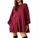 Free People Dresses | Free People Small Eleanor *Oversized* Sweatshirt Dress Burgundy Pleated Skirt | Color: Purple/Red | Size: S