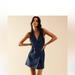 Free People Dresses | Free People Louie Blazer Dress Mini Size Small Open Back Halter | Color: Blue/Green | Size: S