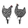 Punched Metal Chicken Garden Stake (Set Of 4) by Melrose in Black