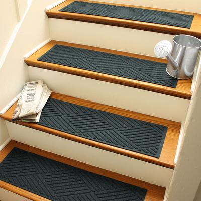 WaterHog Diamonds Indoor/Outdoor Stair Treads Set/4 by Bungalow Flooring in Evergreen